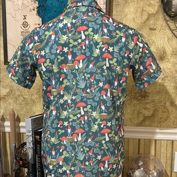 Floral Forest Men's Casual Mushroom Shirt small button up. Unisex - Picture 4 of 6